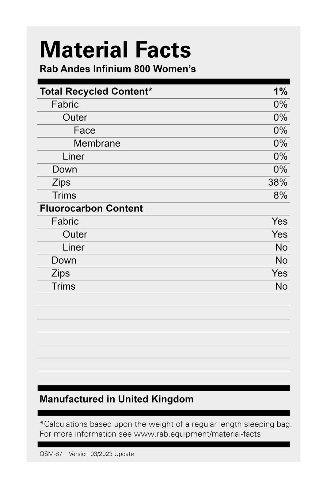 Andes Infinium 800 Wmns
