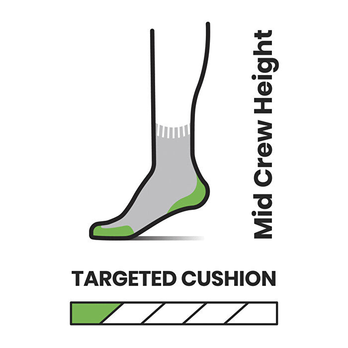Women's Run Targeted Cushion Mid Crew Socks