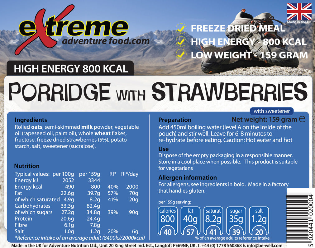 800 Kcal Porridge & Strawberries