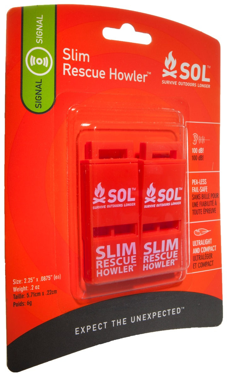 SOL® Slim Rescue Howler Whistle (2 Pack)