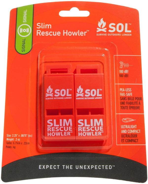SOL® Slim Rescue Howler Whistle (2 Pack)