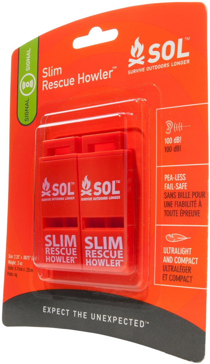 SOL® Slim Rescue Howler Whistle (2 Pack)
