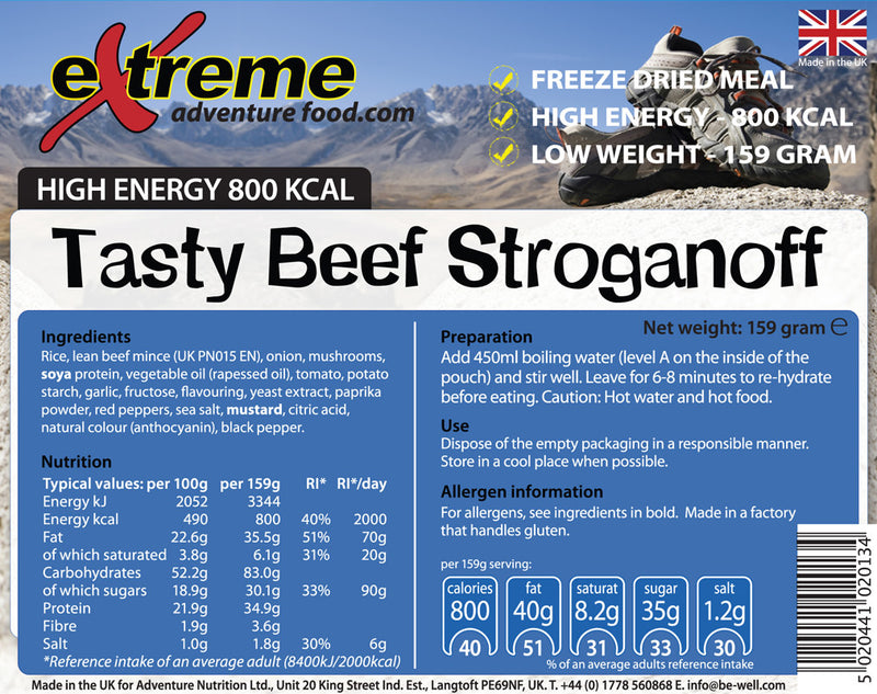 800 Kcal Beef Stroganoff