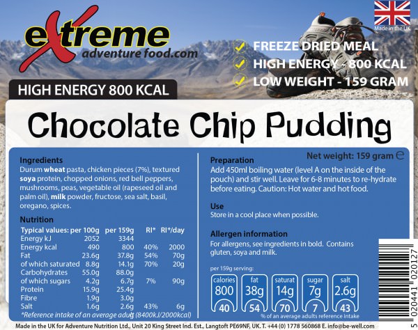 500 Kcal Chocolate chip Dessert