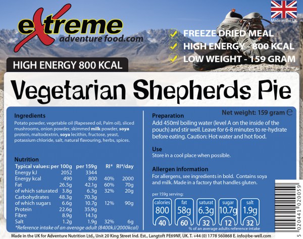800 Kcal Vegetarian Shepherds Pie