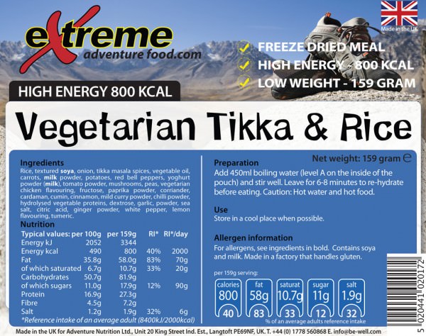 800 Kcal Vegetarian Tikka & Rice