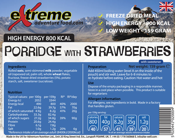 800 Kcal Porridge & Strawberries